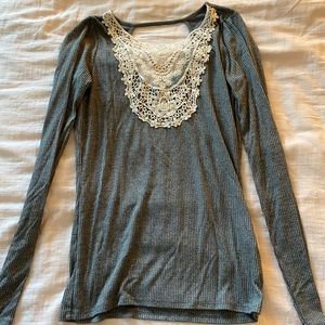 Long sleeve Hollister top with lace detail